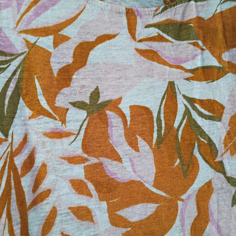 EUC C&C California Blouse Women S 100% Linen Floral Tropical Summer Short Sleeve - Picture 7 of 7